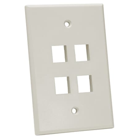 Quest Technology International Oversized Keystone Wall Plate, Single-Gang - 4 Ports, Lt Almond NFP-5042